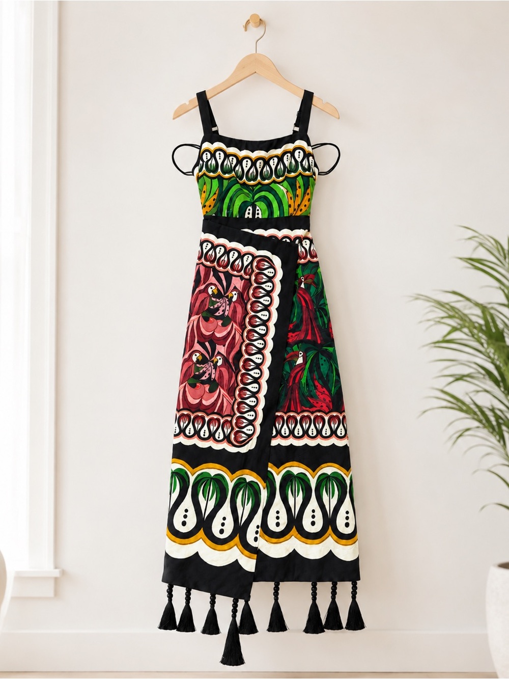 FARM Rio Strappy Maxi Dress in Black, Green & Red - Picture 5 of 5